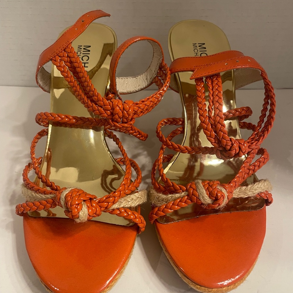 Michael Kors Bold Orange Wedge Sandals